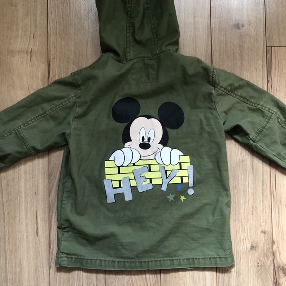 Boys (Toddler) Zara Baby Disney Baby Mickey cotton Green hooded jacket size 3-4 - Picture 9 of 13